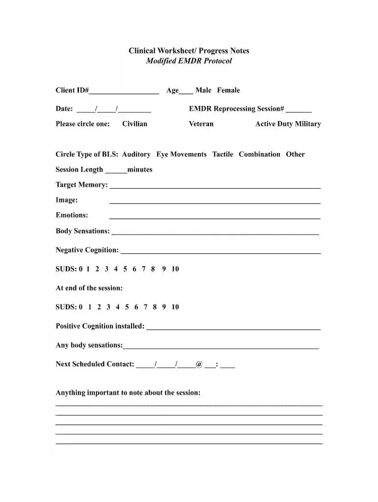 emdr note template Preview on Page 1