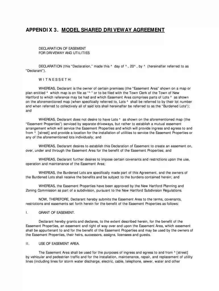 shared driveway agreement template Preview on Page 1