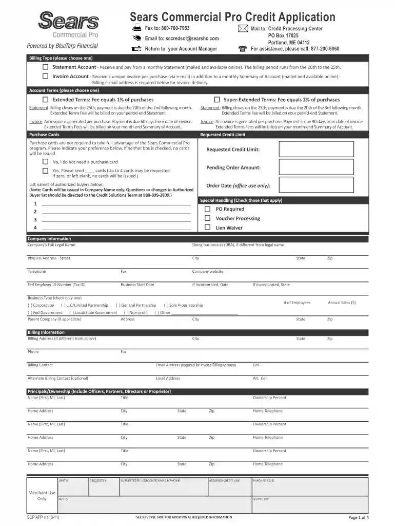 sears business credit card Preview on Page 1