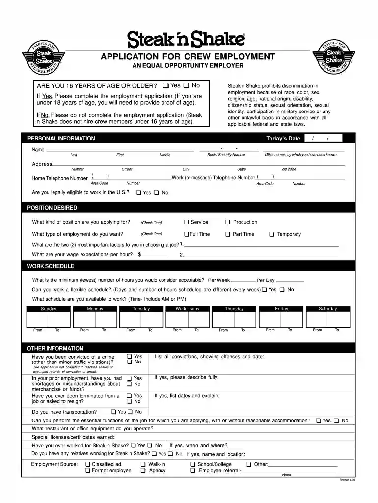 steak and shake job application online Preview on Page 1