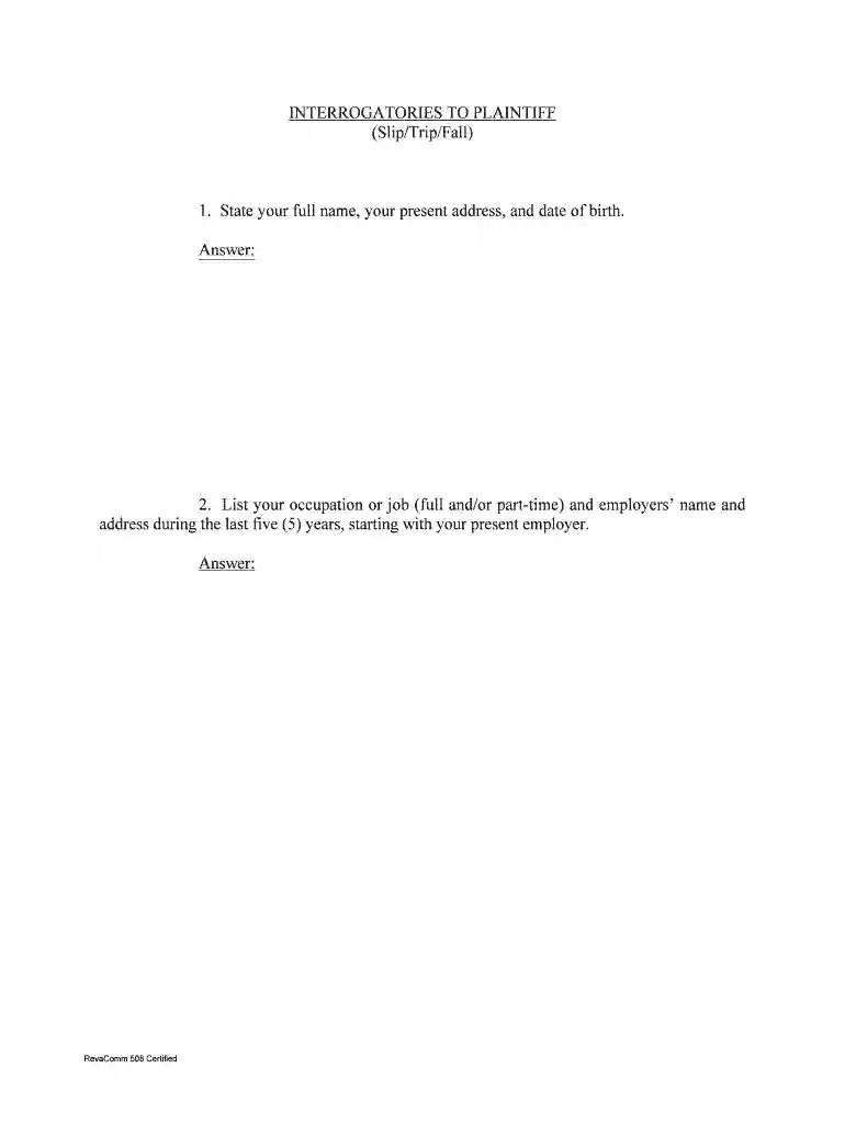 slip and fall interrogatories to plaintiff Preview on Page 1