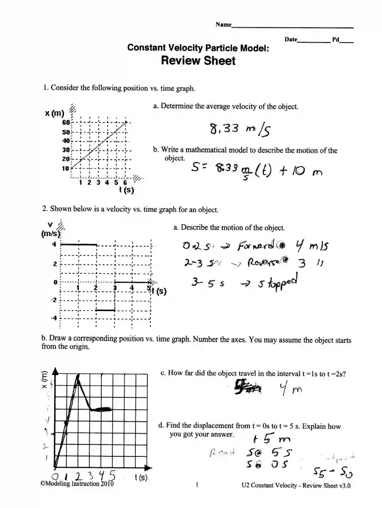 uniformly accelerated particle model review sheet answer key Preview on Page 1