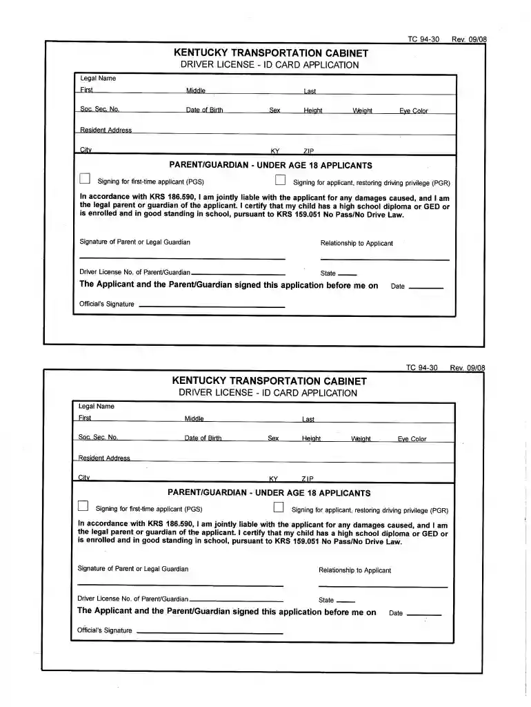 ky license application Preview on Page 1