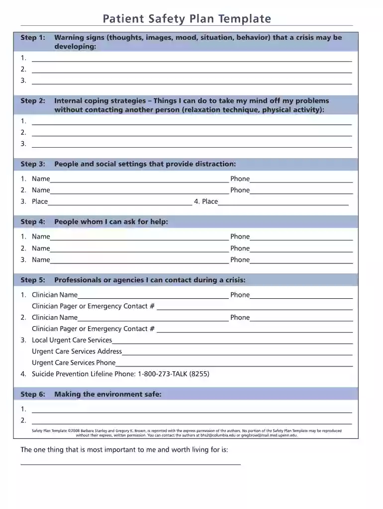 safety plan template therapist aid Preview on Page 1