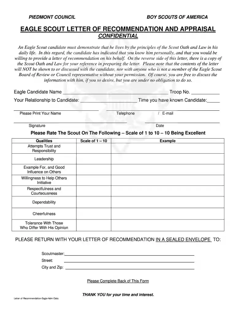 eagle scout recommendation Preview on Page 1