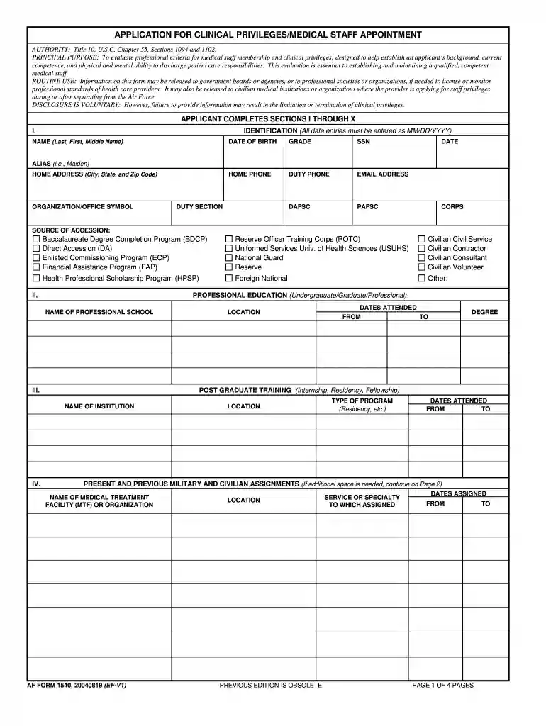 af form 1540 Preview on Page 1
