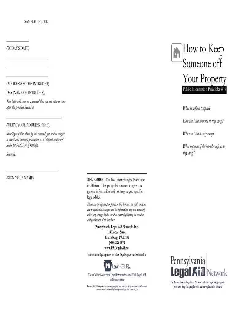 sample letter banning someone from property Preview on Page 1