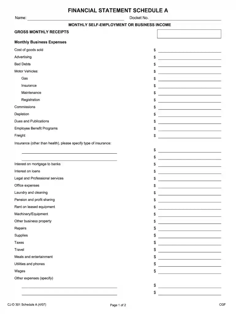 massachusetts court financial statement form schedule a Preview on Page 1