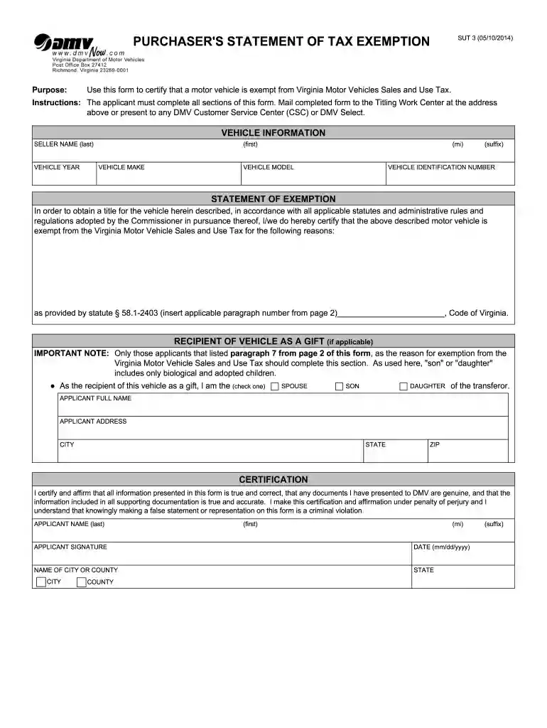 purchaser's statement of tax exemption Preview on Page 1