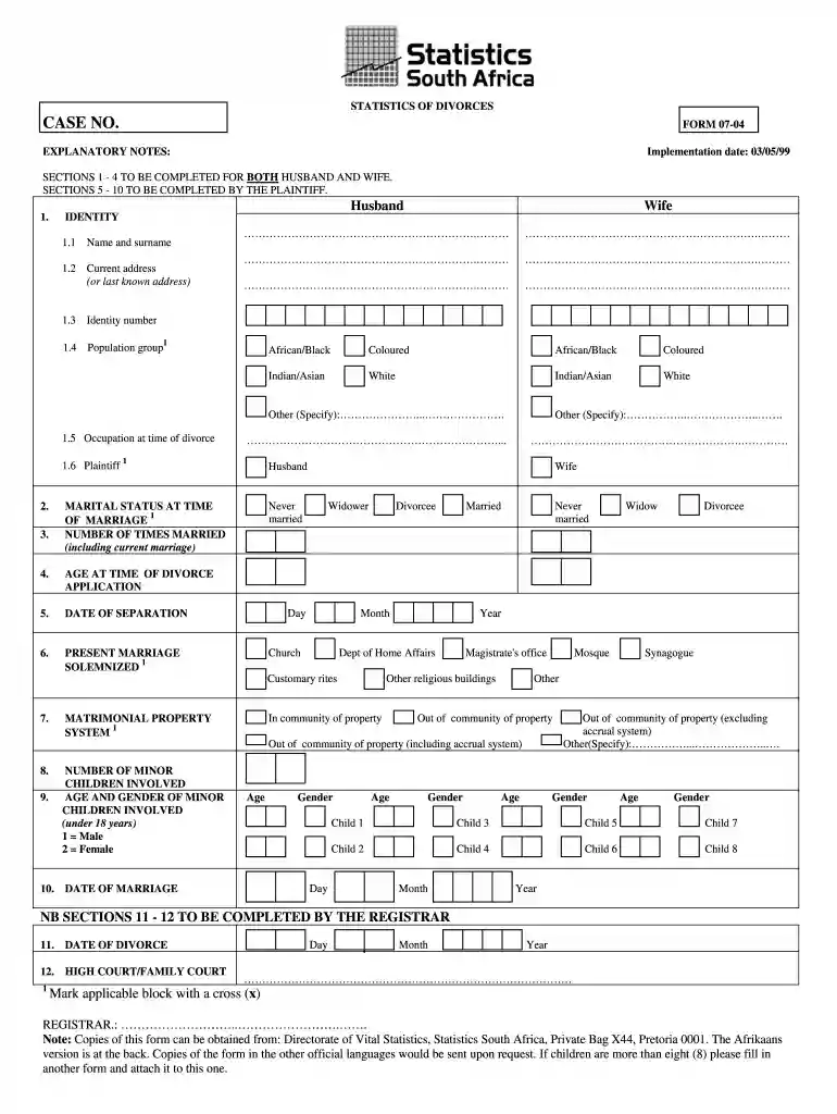 divorce statistics form Preview on Page 1