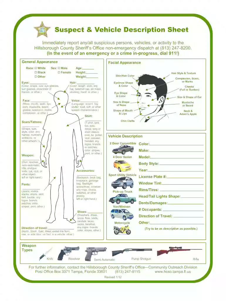 suspect description sheet Preview on Page 1