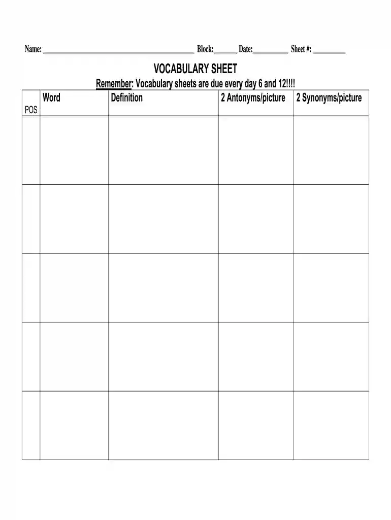 adjective noun verb Preview on Page 1