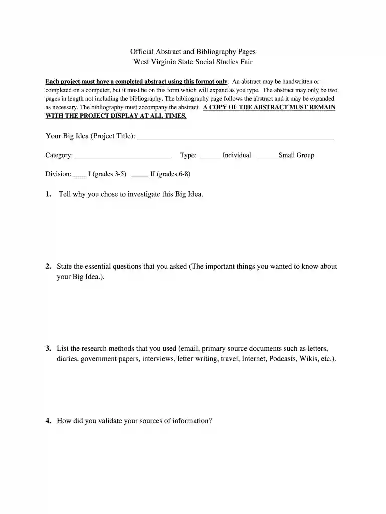 wv social studies fair abstract Preview on Page 1