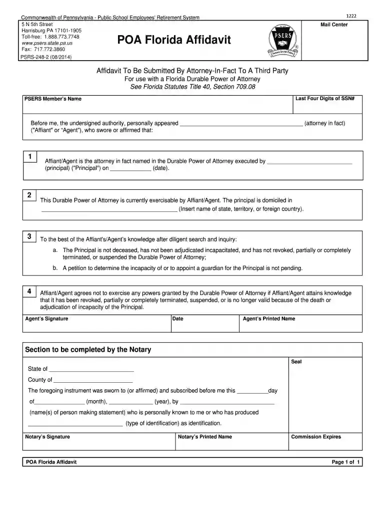 pa poa affidavit Preview on Page 1