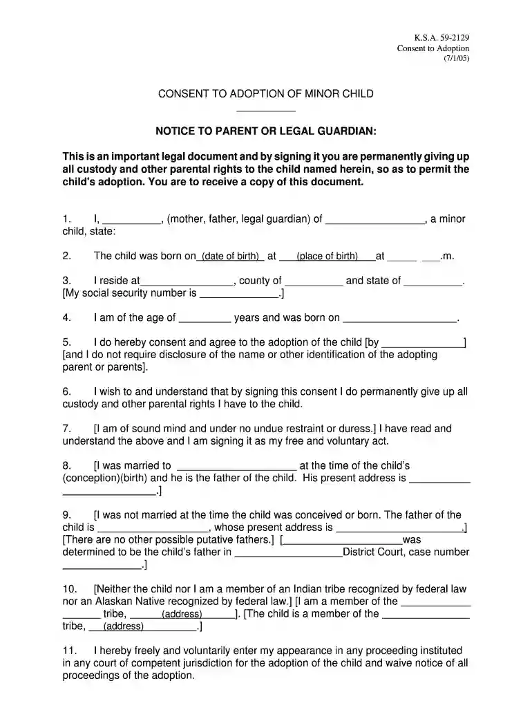 adult adoption forms kansas Preview on Page 1