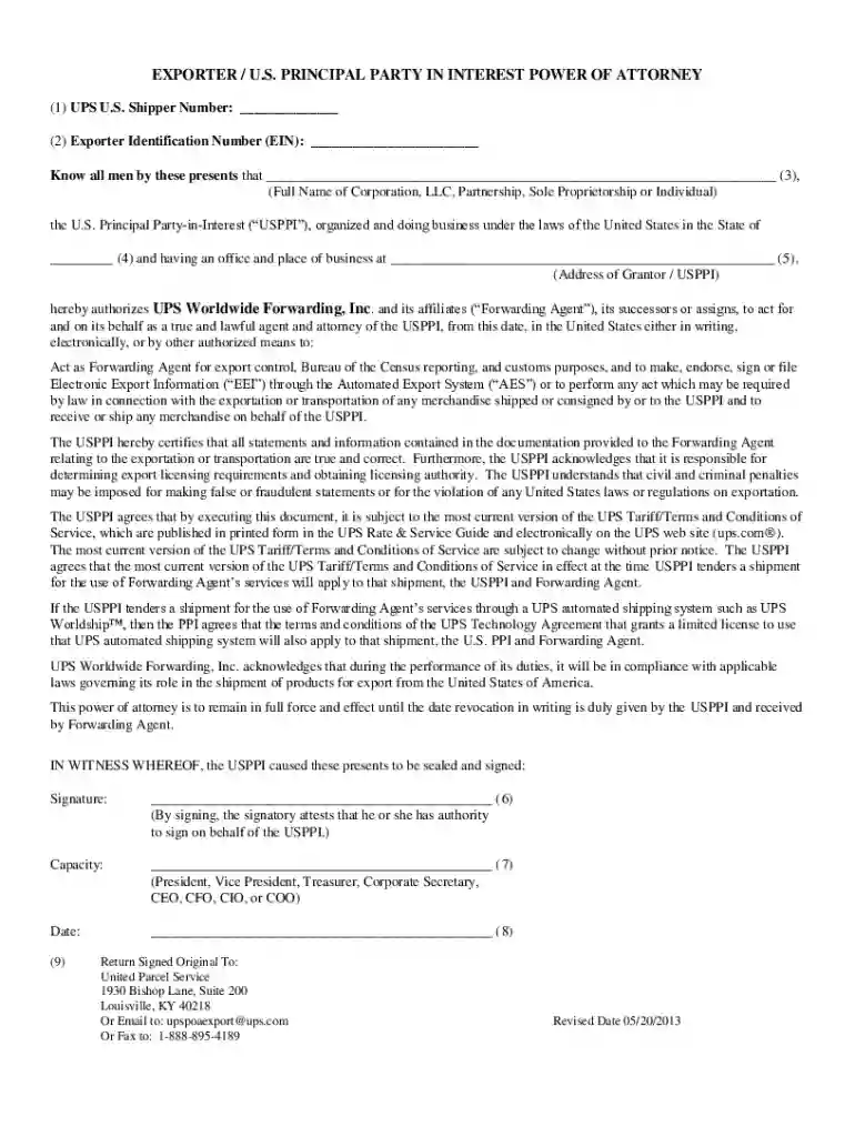 ups power of attorney form Preview on Page 1