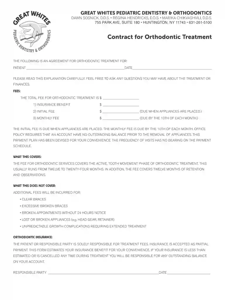 orthodontic payment plan template Preview on Page 1