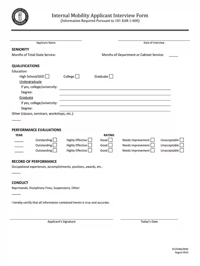 internal mobility form Preview on Page 1