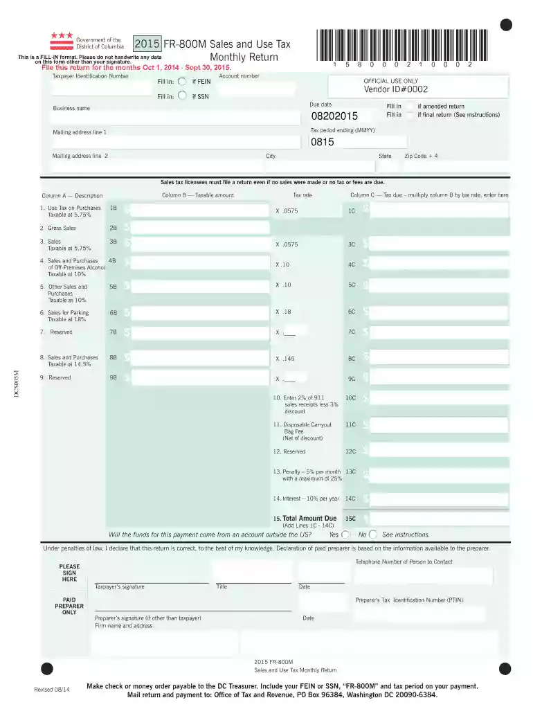 2015 dc form sales Preview on Page 1