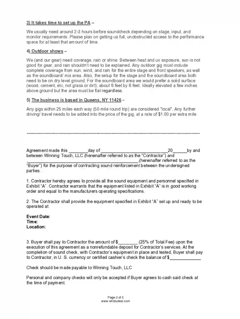 sound system contract sample Preview on Page 1