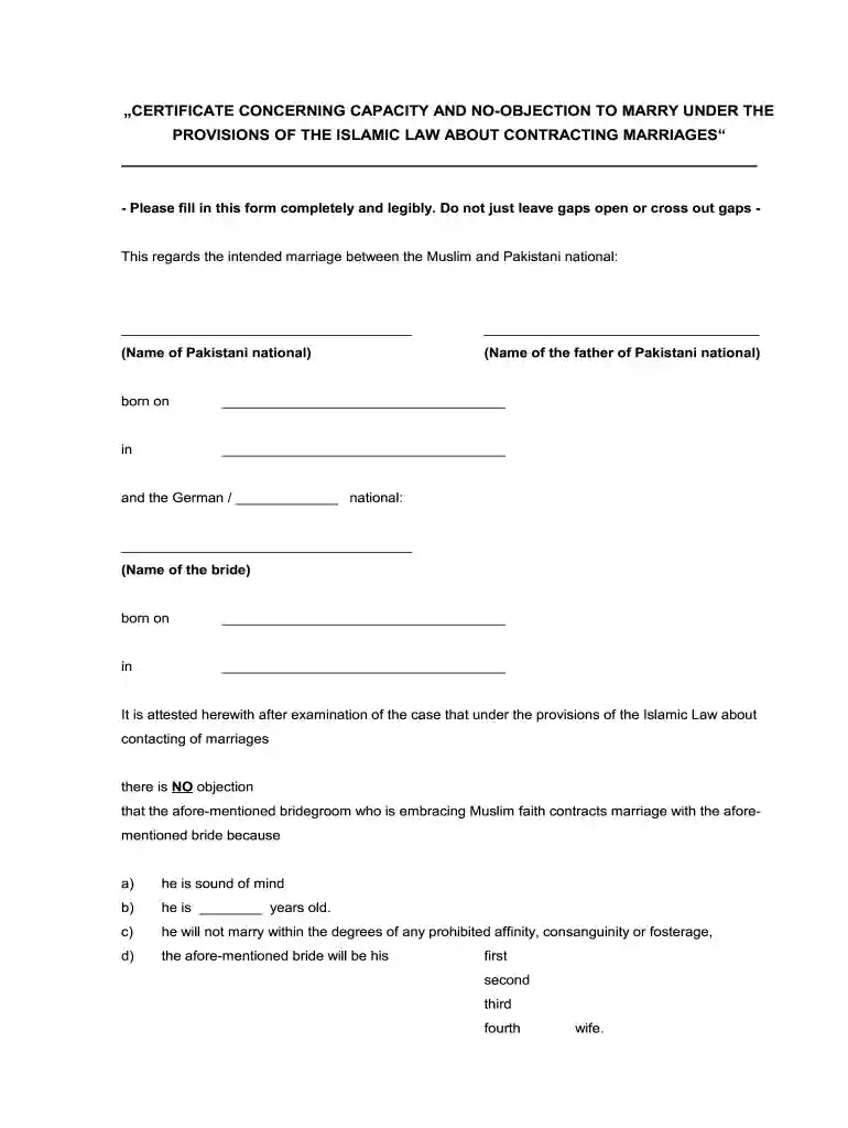 sample of no objection certificate for marriage Preview on Page 1