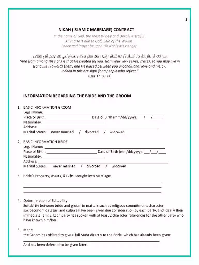nikah nama pdf Preview on Page 1