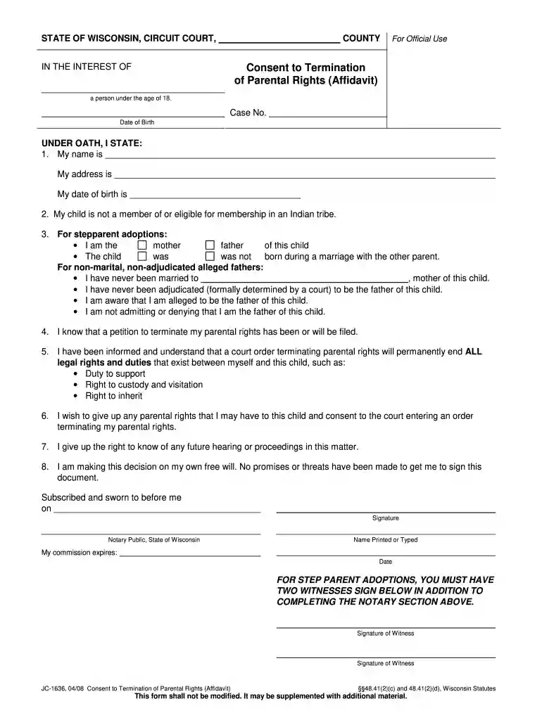 the jc wicourts form Preview on Page 1