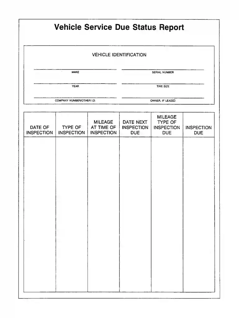vehicle service due status report Preview on Page 1