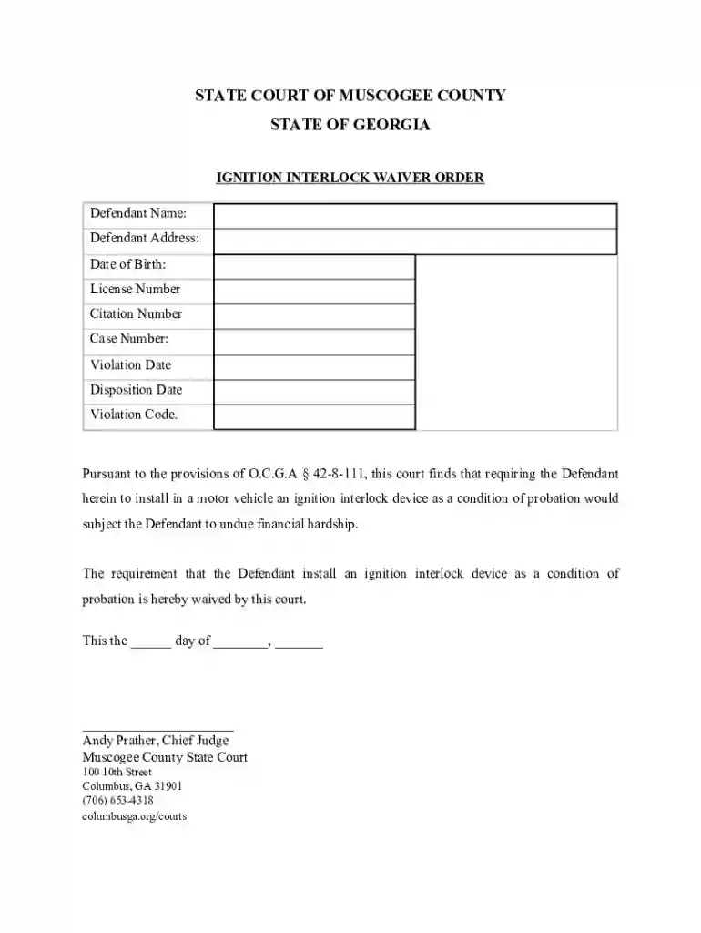 georgia interlock waiver form Preview on Page 1