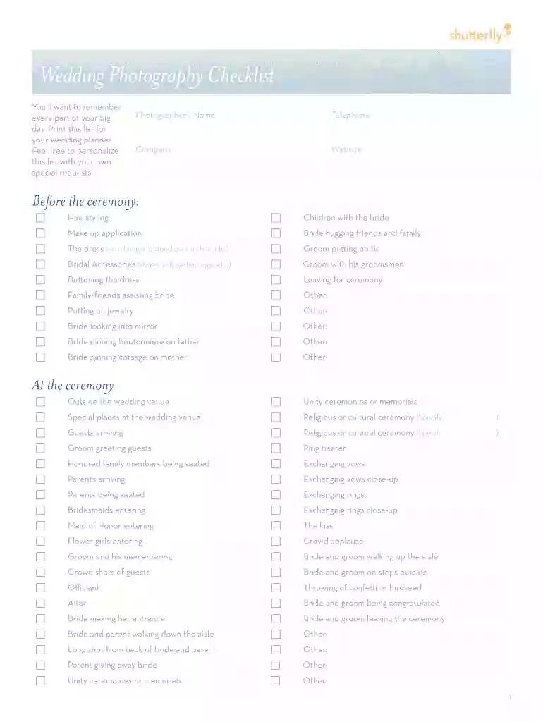 wedding photography shot list pdf Preview on Page 1