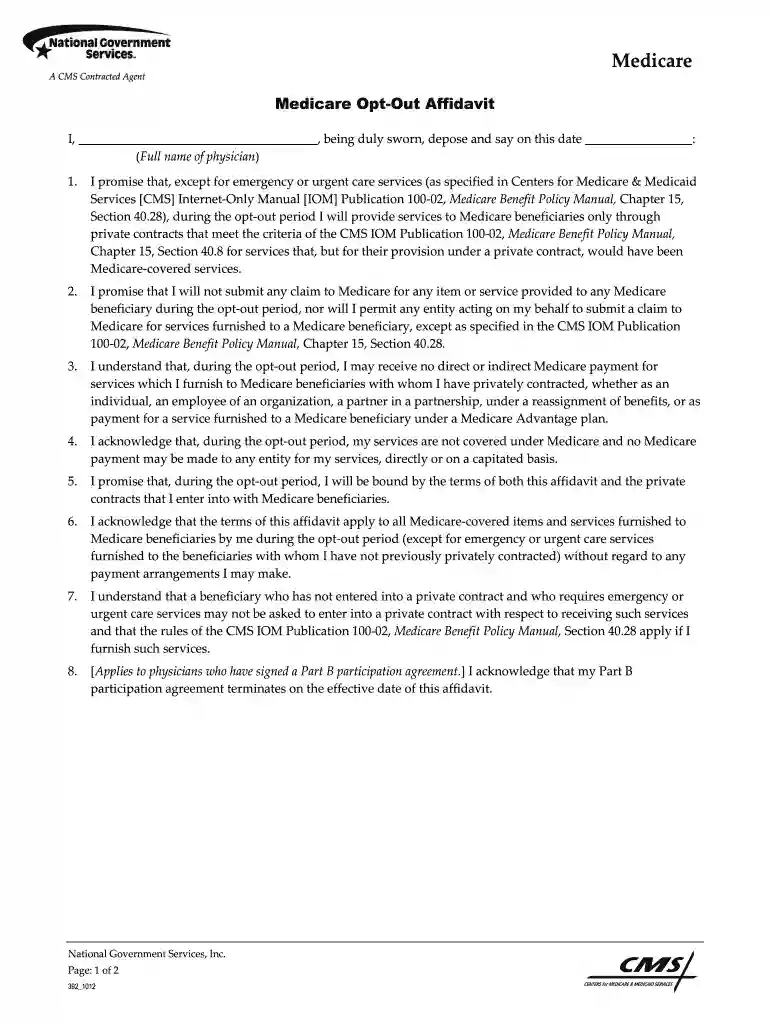 medicare opt out letter Preview on Page 1