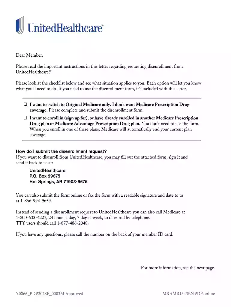 unitedhealthcare insurance cancellation form Preview on Page 1