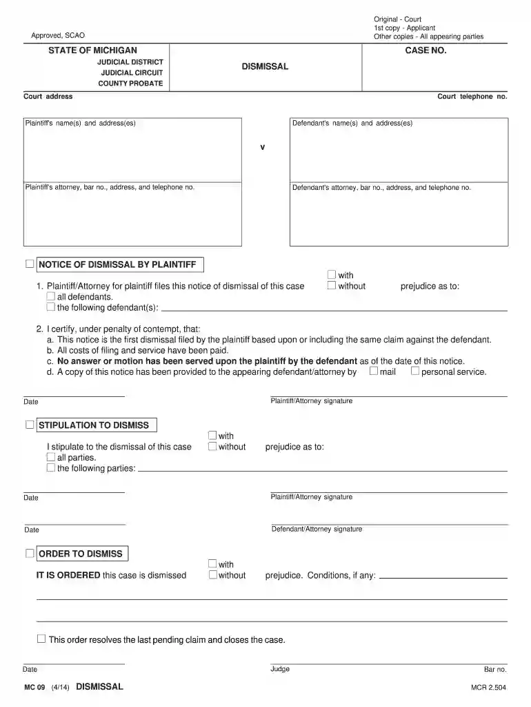 michigan motion to dismiss form defendant Preview on Page 1