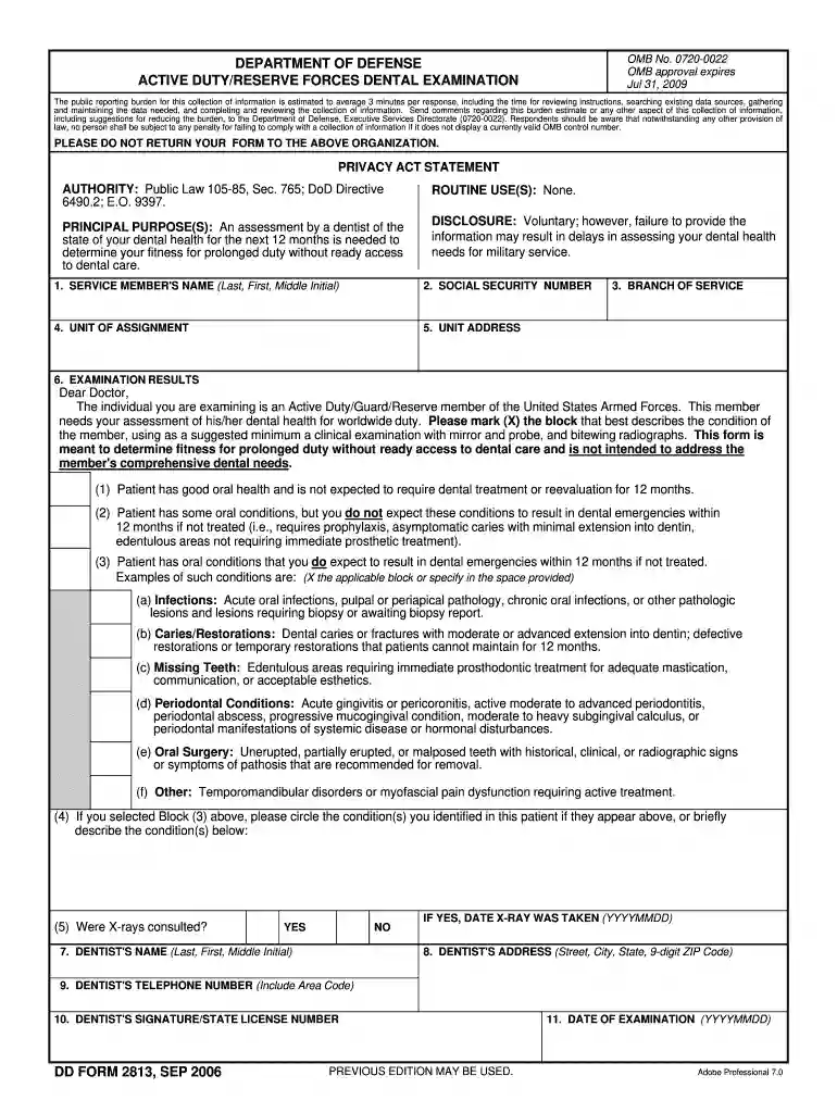 dd2813 form 2024 printable Preview on Page 1