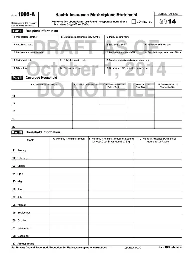 blank 1095 a form Preview on Page 1