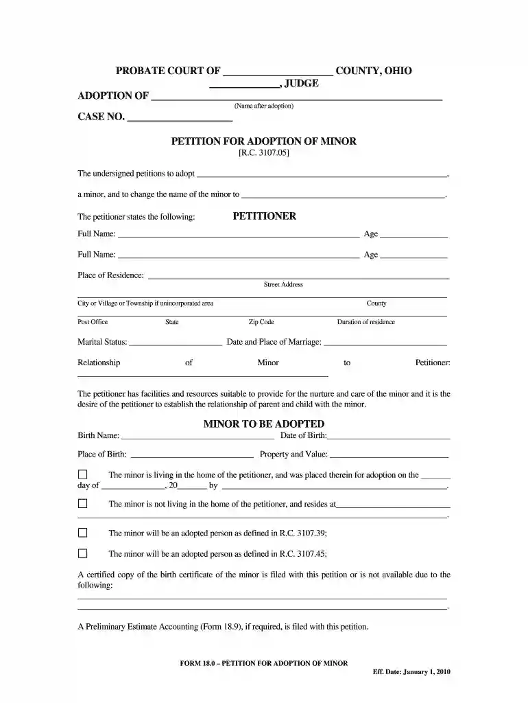 Petition for Adoption of Minor - supremecourt ohio Preview on Page 1