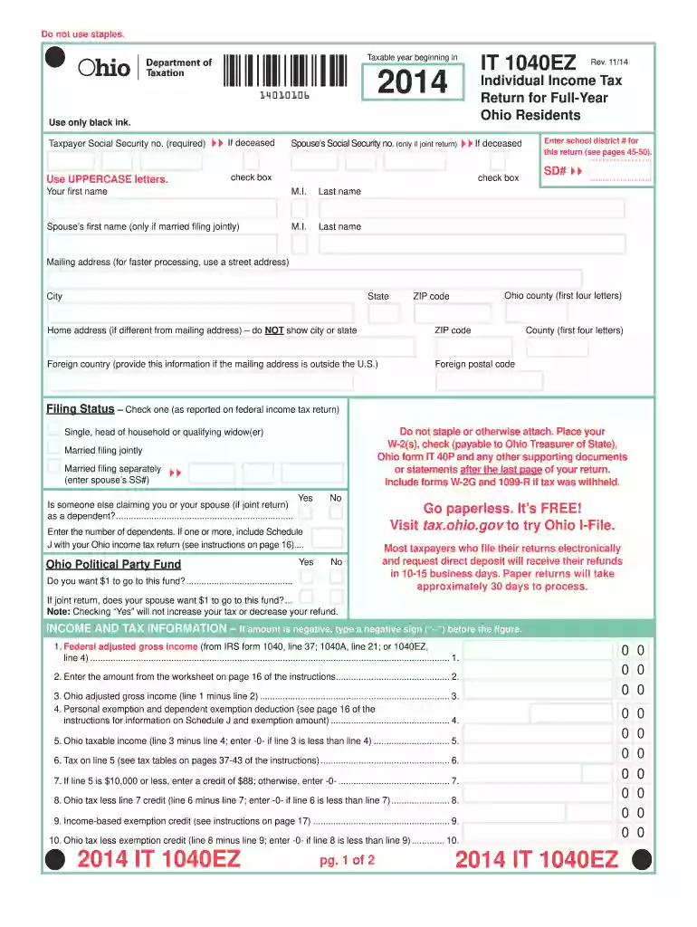 2014 ohio tax Preview on Page 1