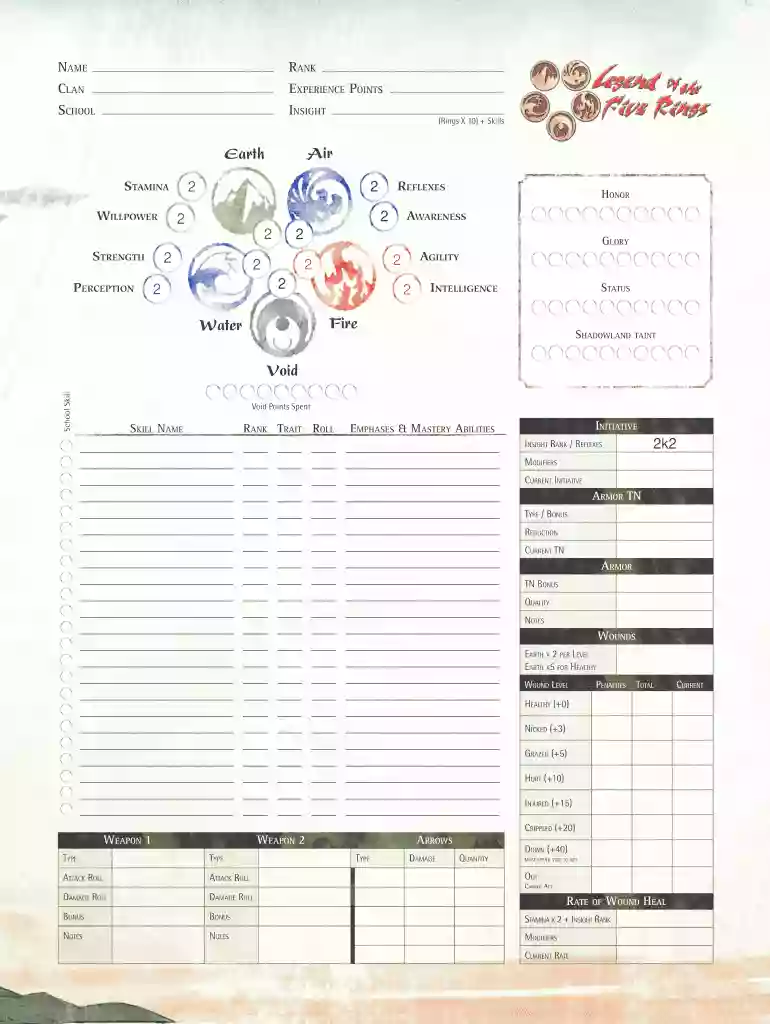 l5r character sheet Preview on Page 1