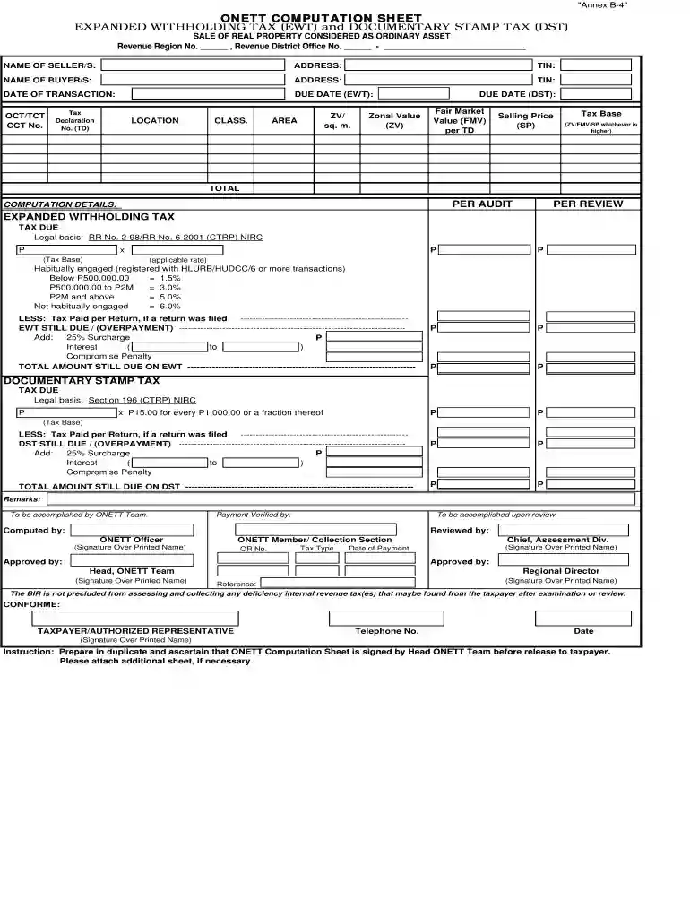 onett computation sheet Preview on Page 1