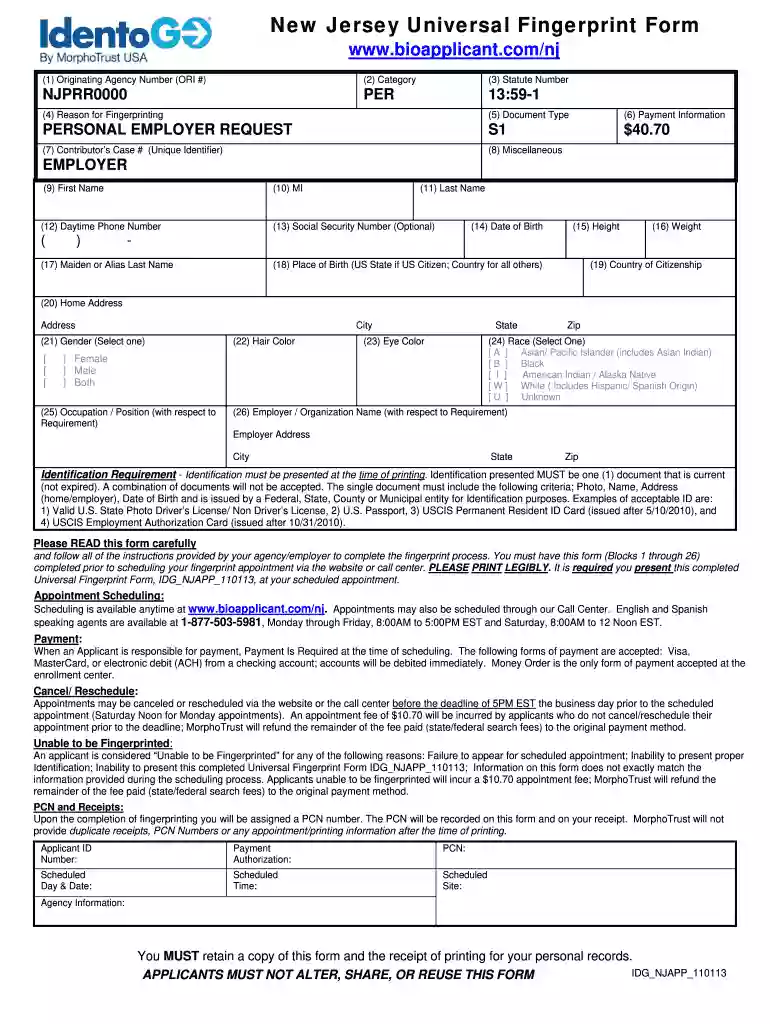 bioapplicant nj Preview on Page 1