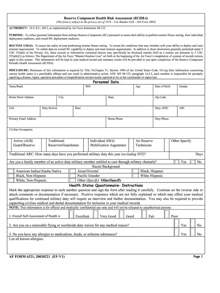 af form 2005 Preview on Page 1