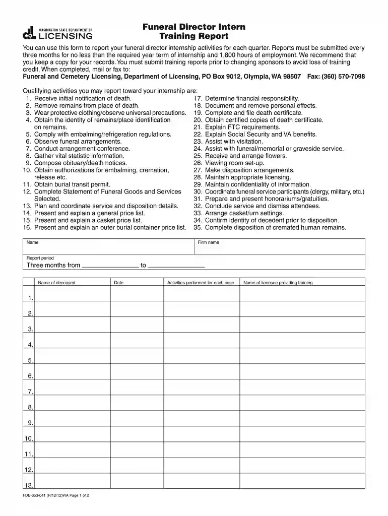 Funeral Director Intern Preview on Page 1