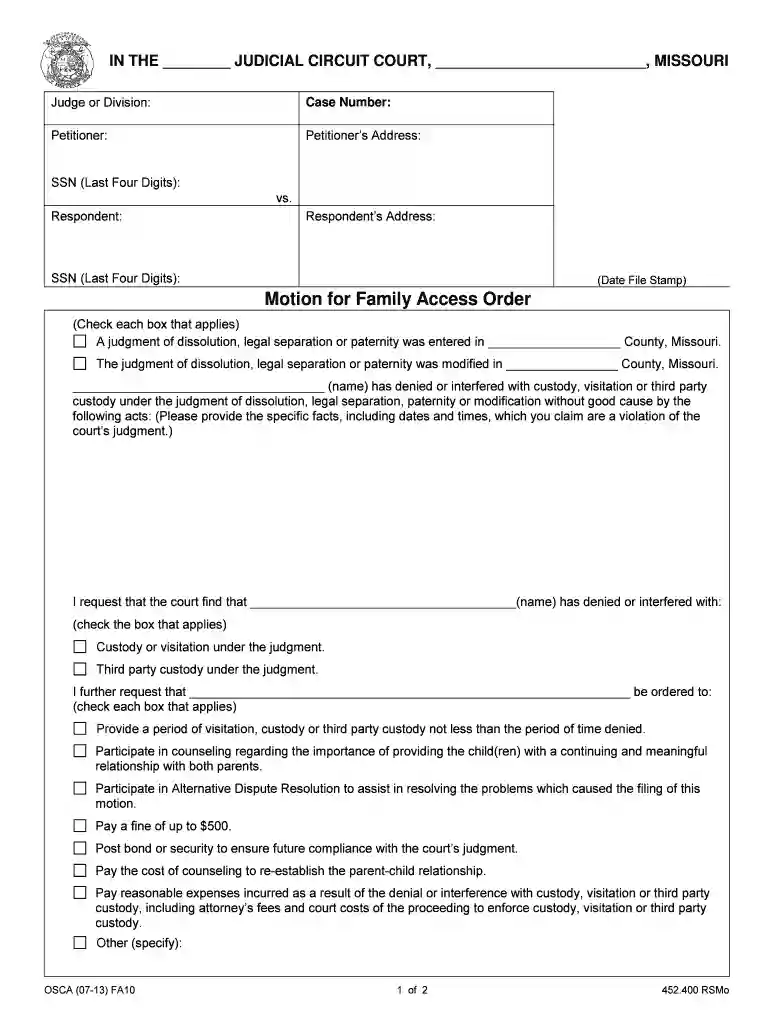 motion for contempt form Preview on Page 1