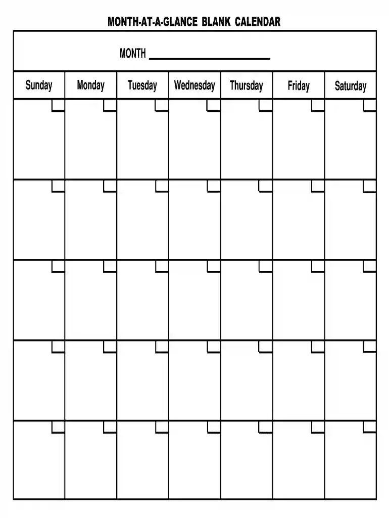 printable blank monthly calendar template Preview on Page 1