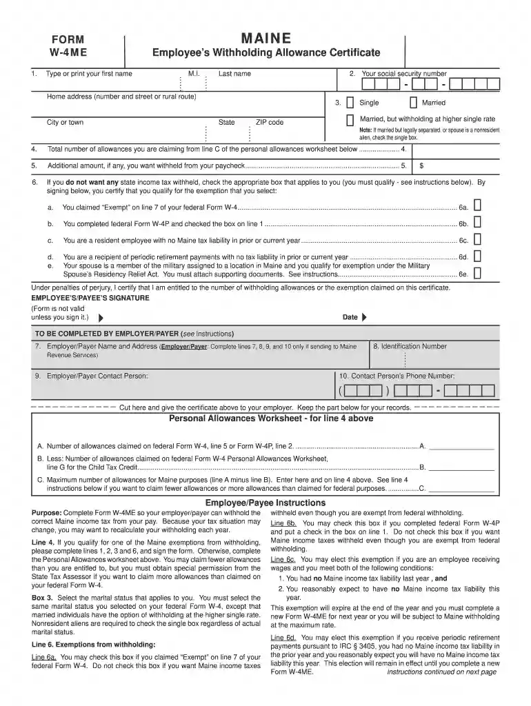 maine w4 2013 form Preview on Page 1