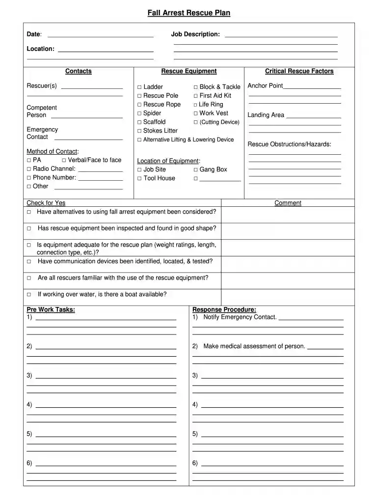mewp rescue plan template Preview on Page 1