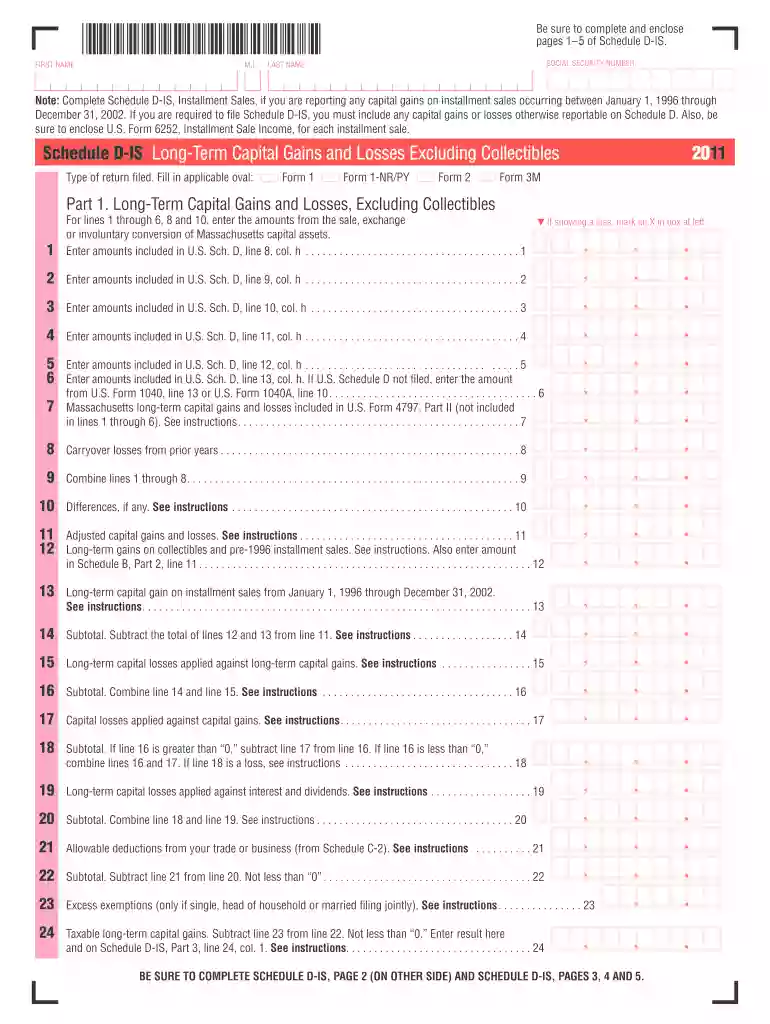 Schedule D-IS - mass Preview on Page 1