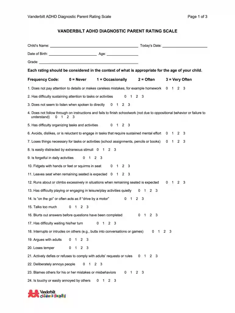 adhd diagnostic scale Preview on Page 1