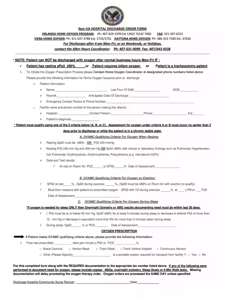 va hospital discharge papers Preview on Page 1
