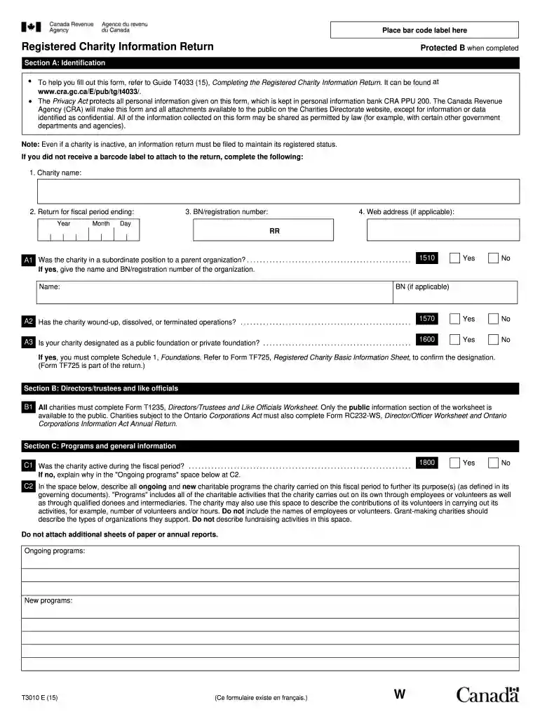 t3010 form Preview on Page 1